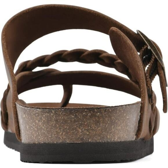 Womens Leather Braided Sandals Comfort Footbed Adjustable Strap Summer Shoes - Picture 5 of 7